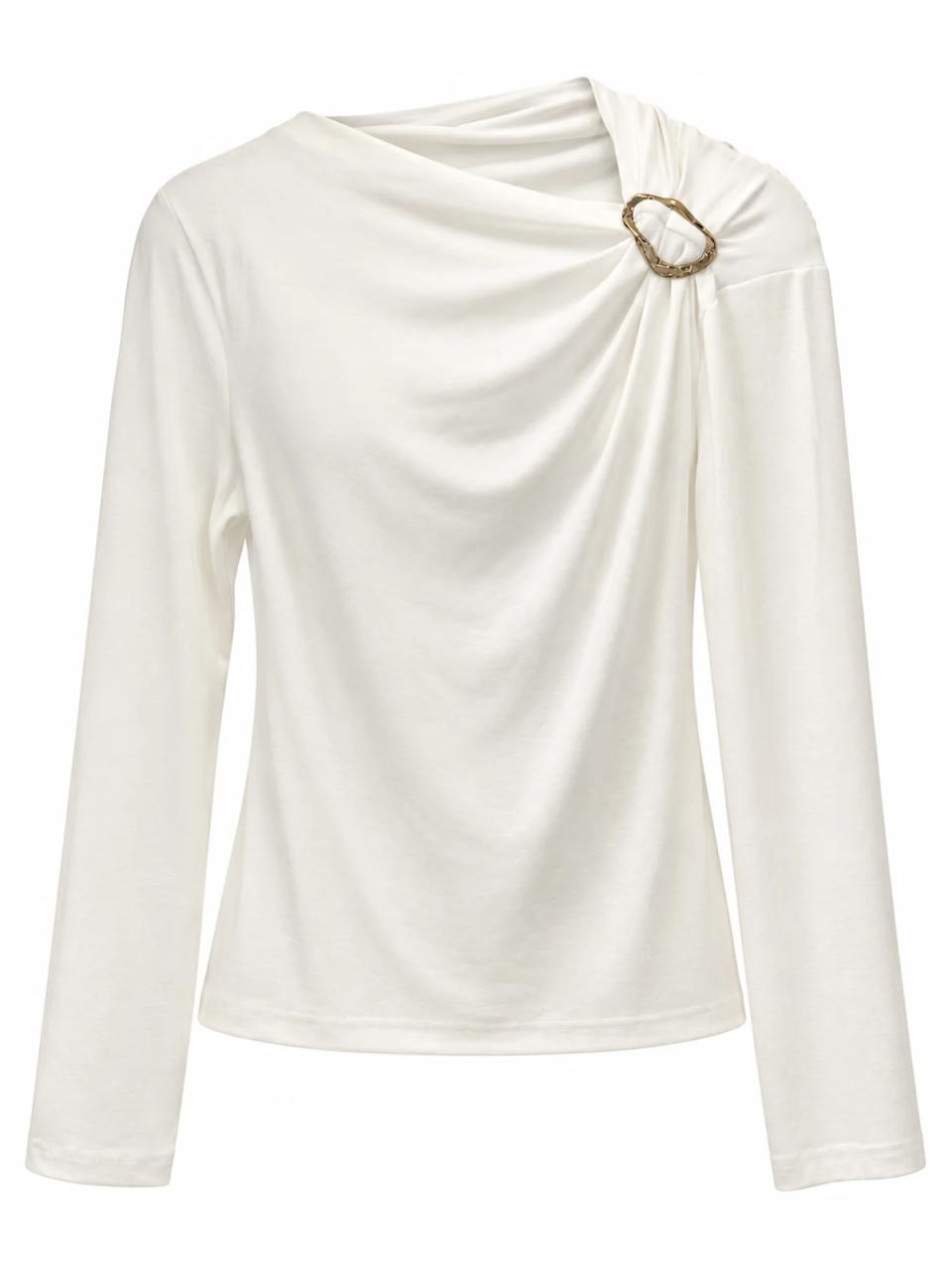 White draped top, product photo on white background