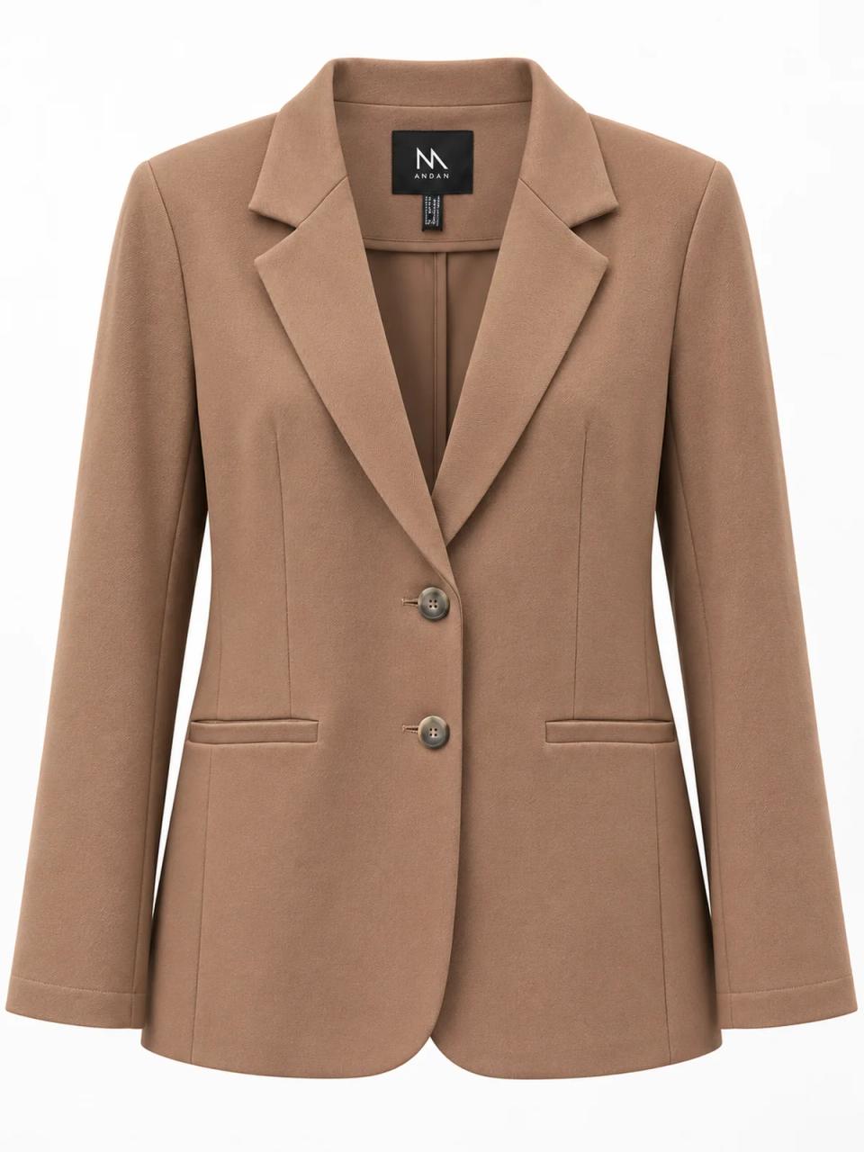 Camel blazer, product photo on white background