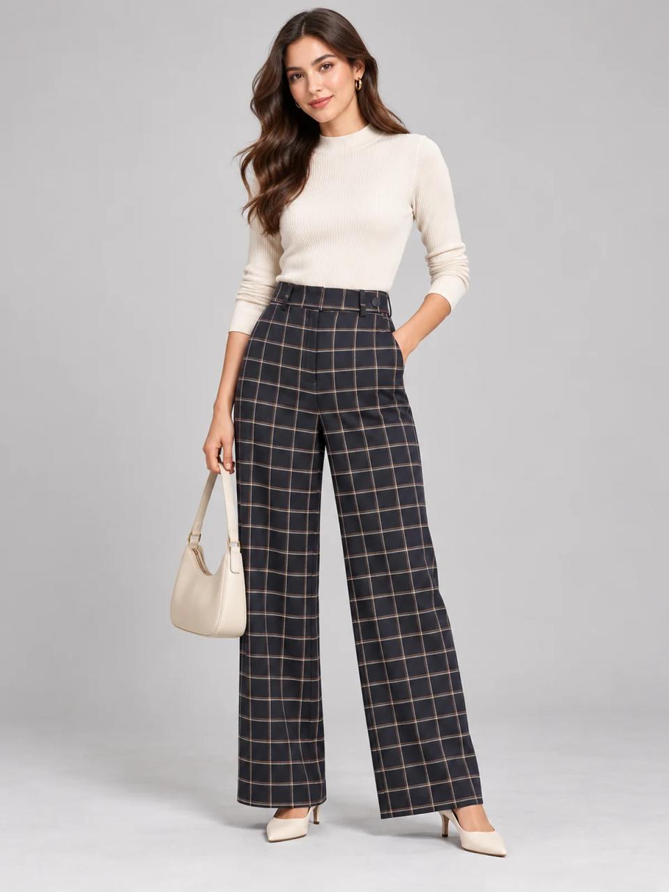 Check trousers, worn, front view