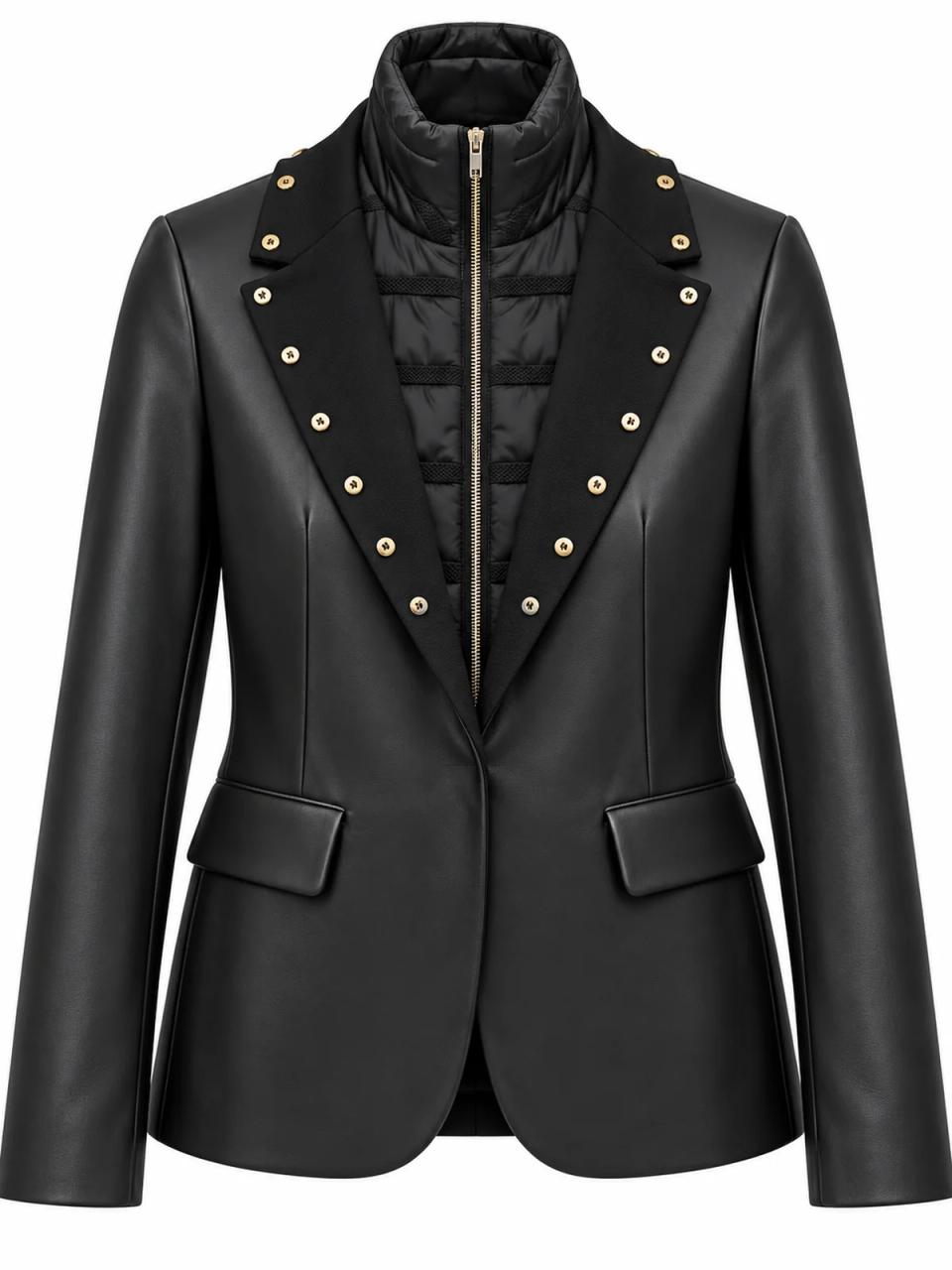 Faux leather blazer, product photo on white background