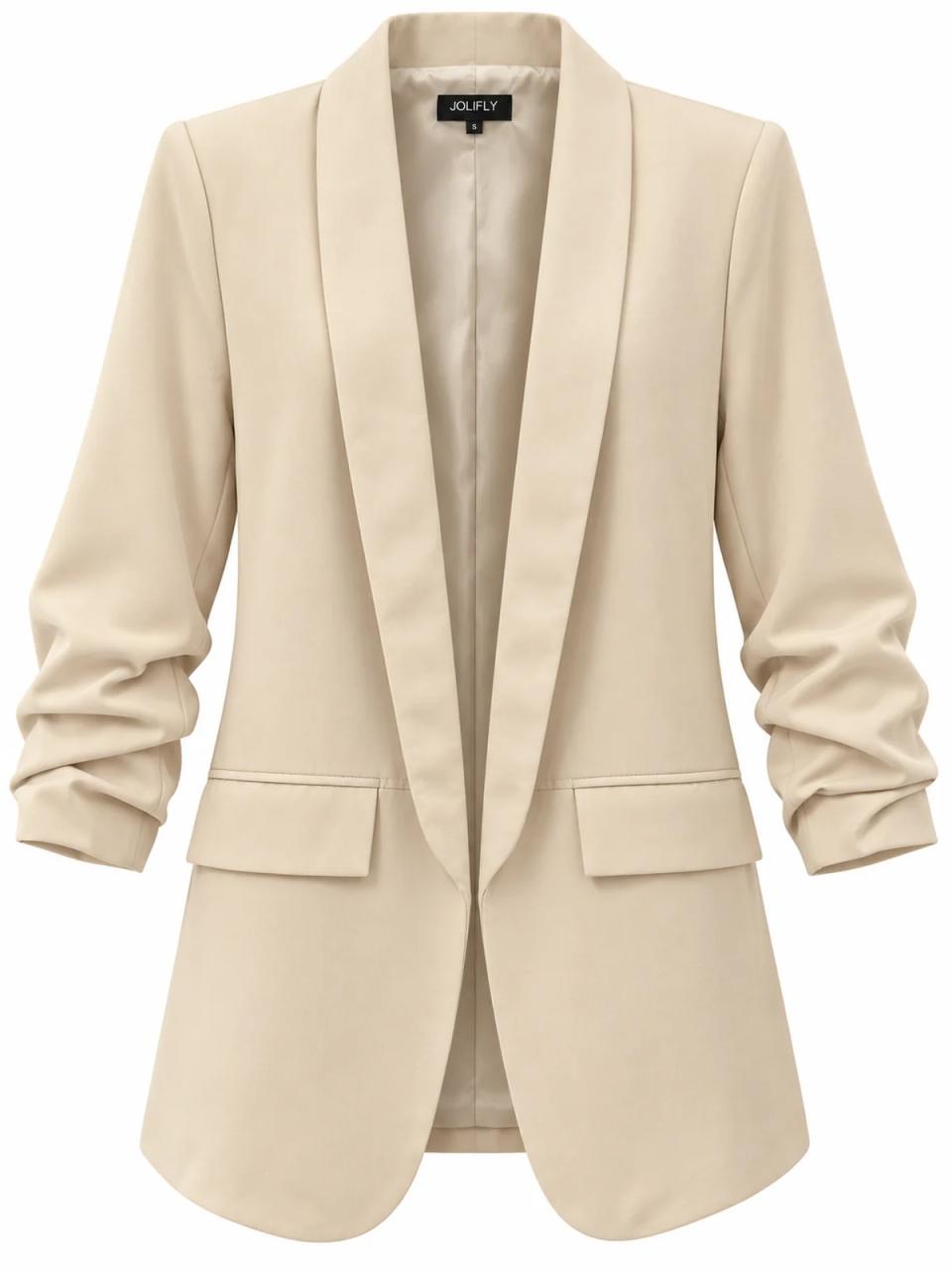 Beige blazer, product photo on white background